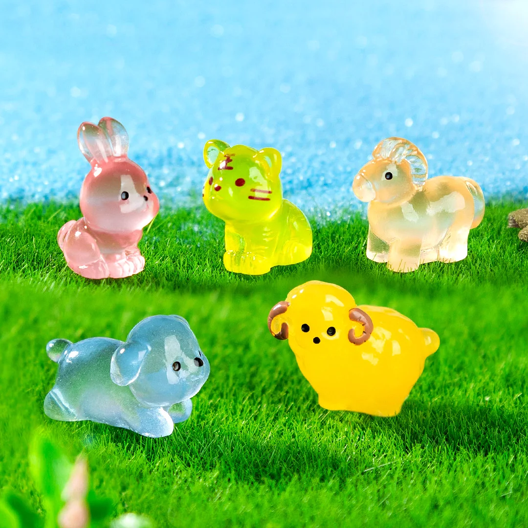 12 قطعة زودياك الصينية القرد الدجاج الكلب خنزير البقرة النمر أرنب التنين الأفعى تمثال مصغرة الجنية حديقة الديكور اكسسوارات