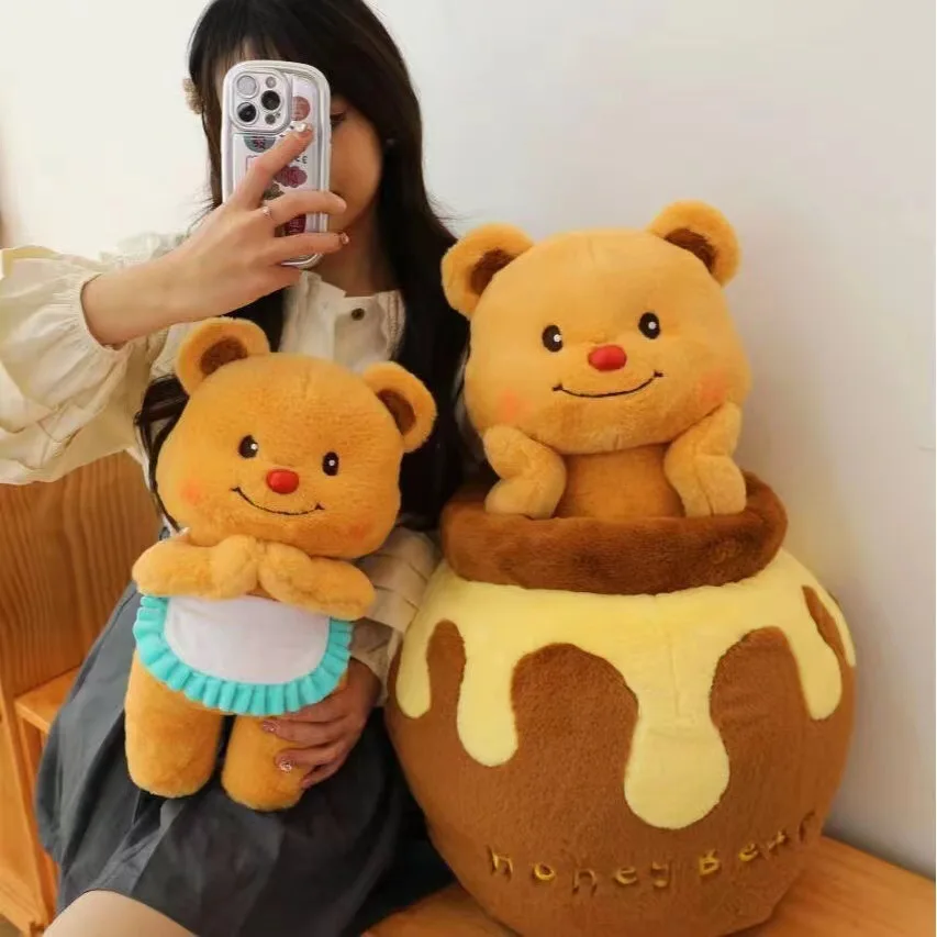 Hot spot butter honey pot bear doll plush doll cute ornaments couple birthday gift 30cm