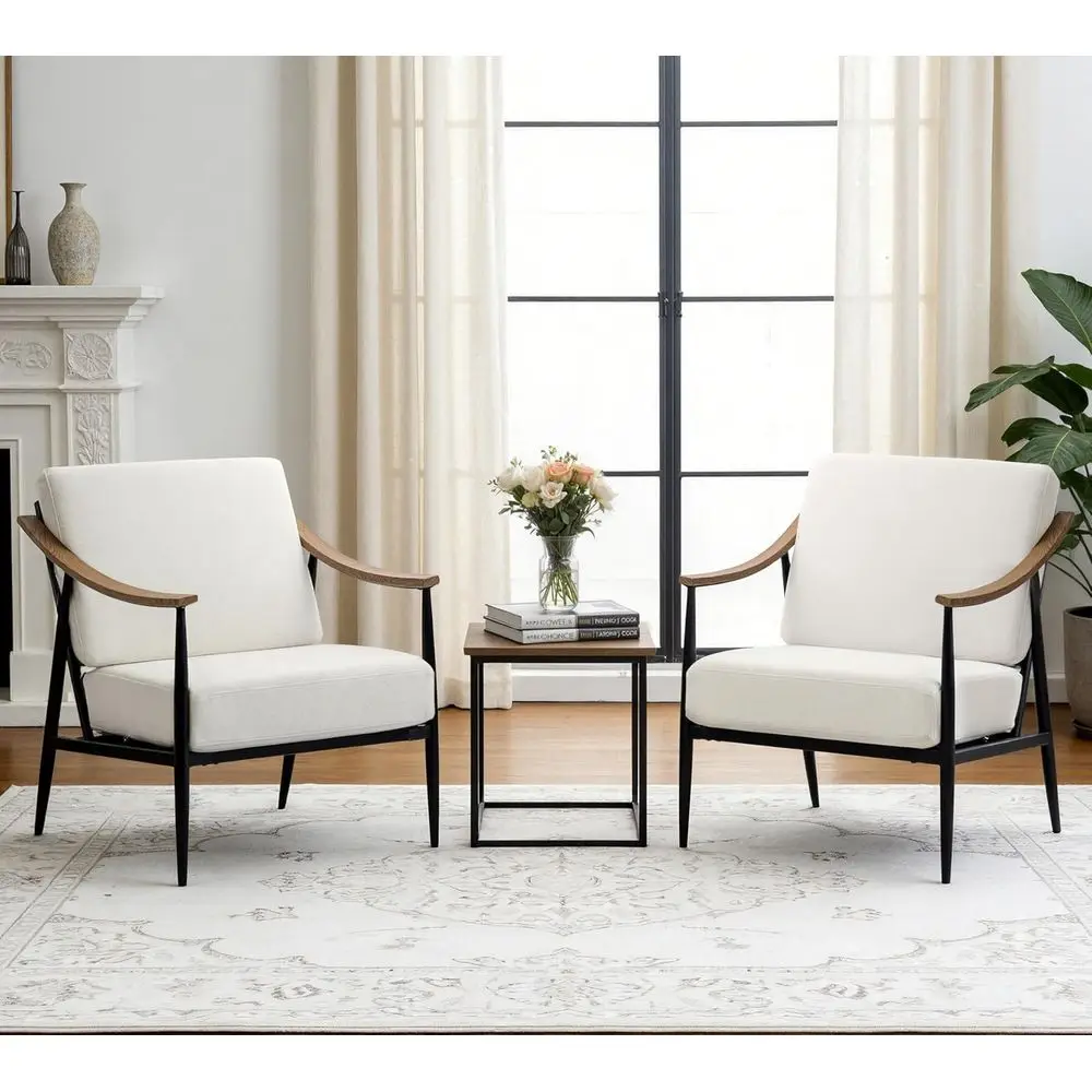 

Accent Chairs Set of 2 for Living Room Bedroom Mid Century Arm Chairs Upholstered Office Accent Chairs Comfy Waiting Room Chairs