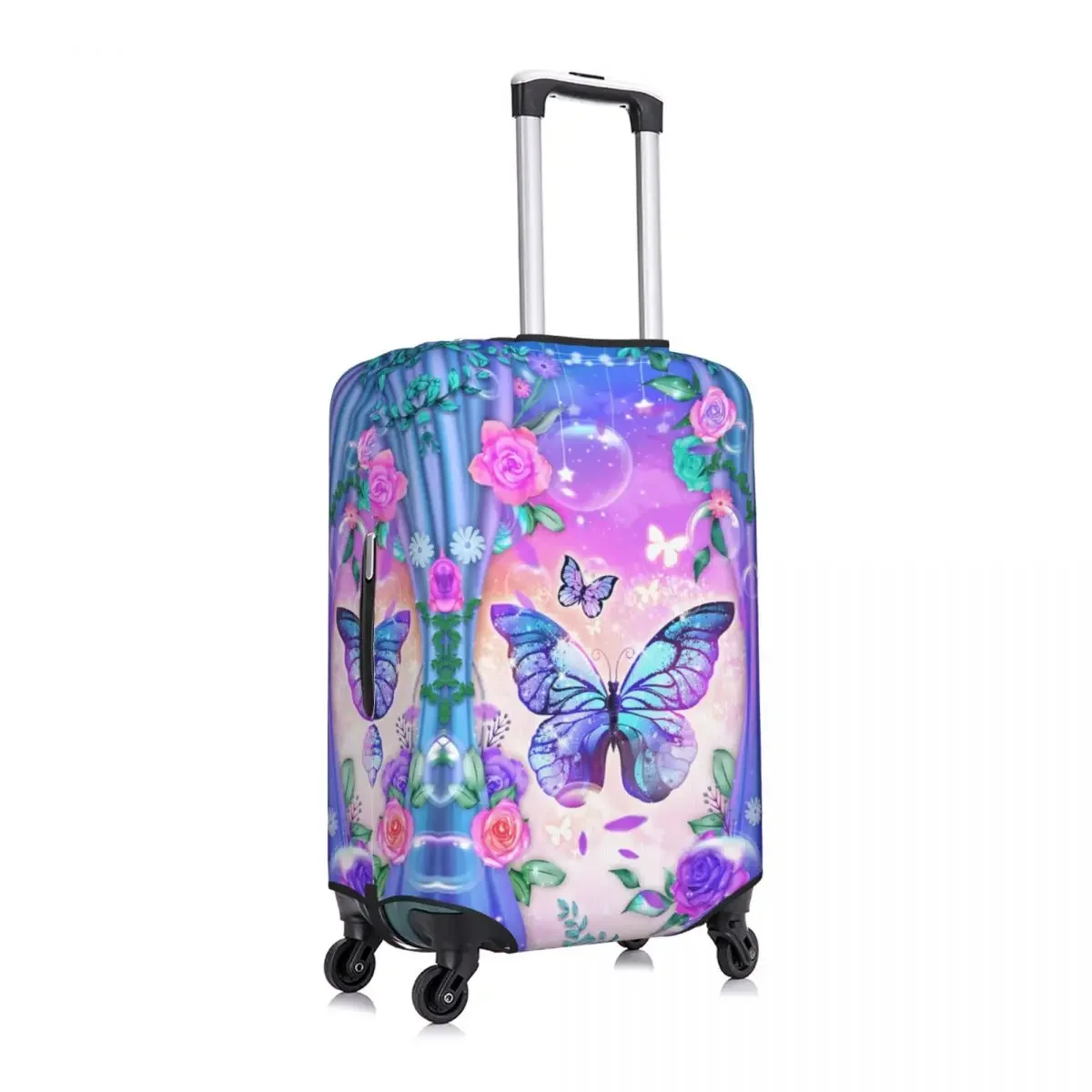 Custom Colorful Butterfly Luggage Cover Elastic Travel Suitcase Protective Covers Fits 18-32 Inch