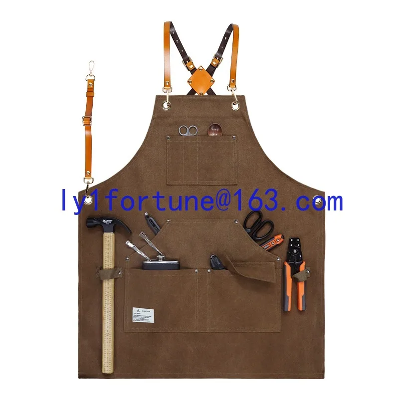 Thick canvas waterproof apron custom logo printing carpenter gardener painting men's work clothes