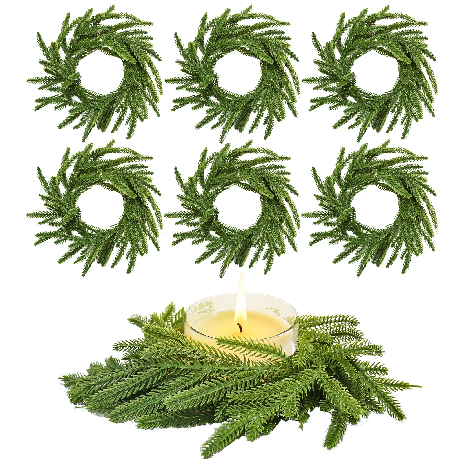 

Рождественские кольца для свечей, венок Norfolk, сосновые венки, искусственная зеленая сосновая гирлянда, центральный держатель для свечей для дома на Рождество