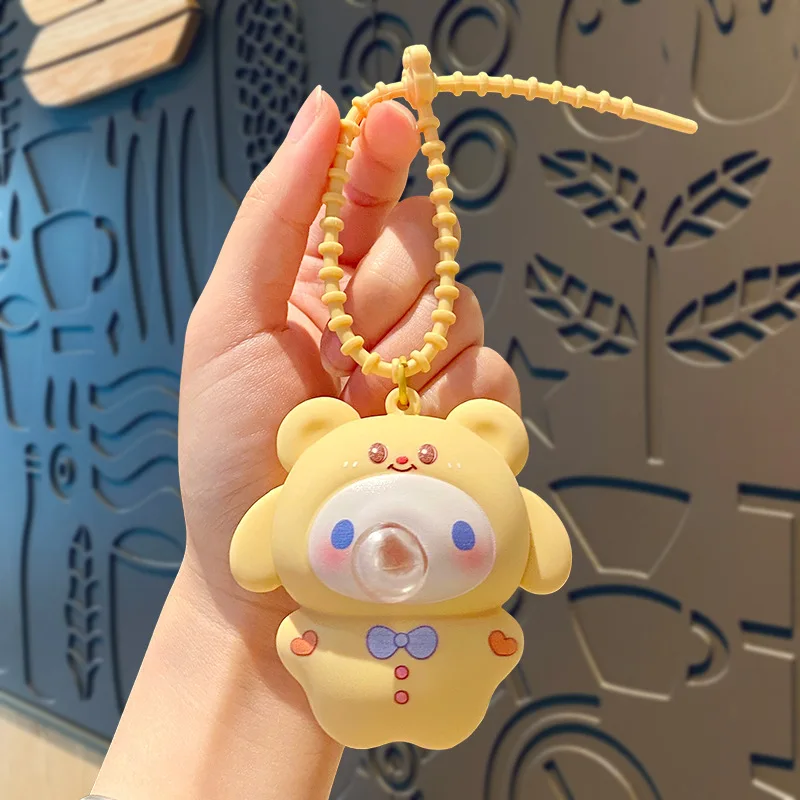 Cartoon Blowing Bubble Toy Butter Bear Keychain Cute Pink Piglet Backpack Pendant Keyring Stress Relief Toy 1pcs