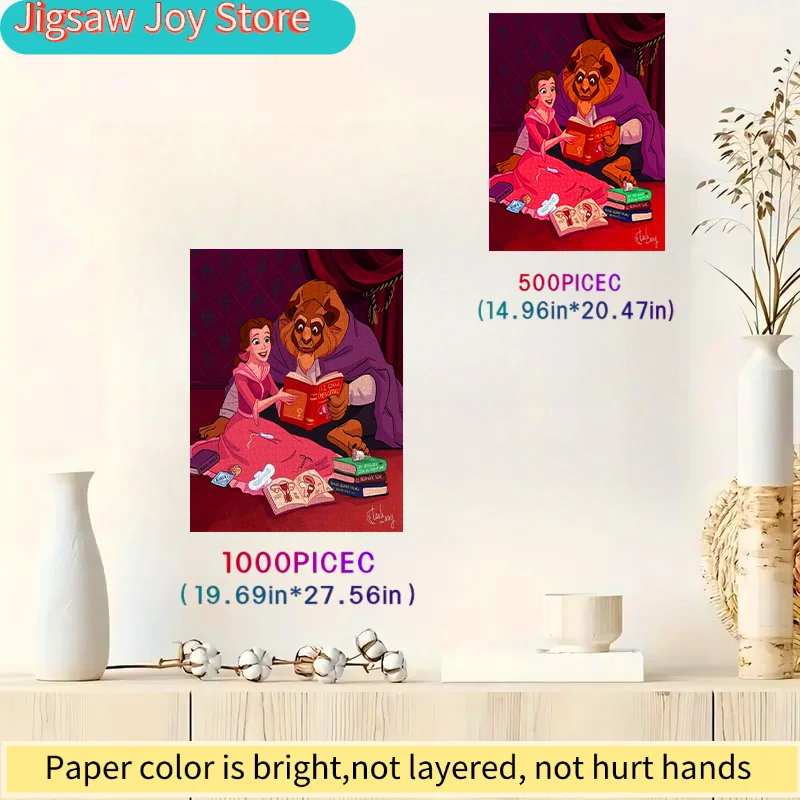 Rompecabezas de Papel DIY de Disney, Tema La Bella y la Bestia, Conocimiento de Salud Femenina, Ciencia Menstrual, Material de Cartulina Blanca Gruesa, S
