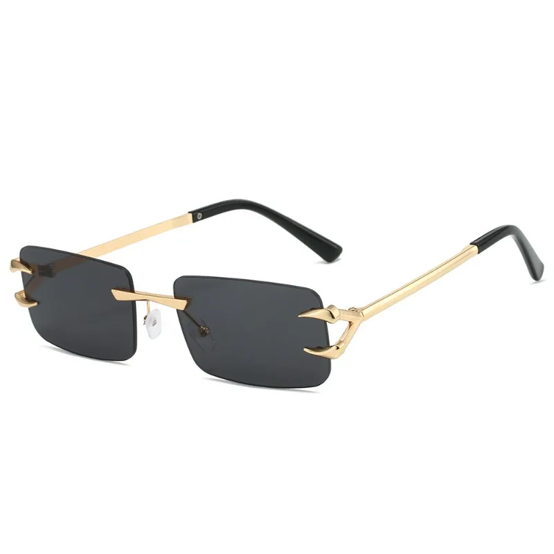 

Rimless Sunglasses Rectangle Fashion Popular Women Men Summer Traveling Shades Small Square Glasses Female Male Driving Eyewear