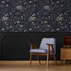 Dark Garden Wallpaper Peel and Stick,Floral Wall Art,Navy Background,Whimsical Wall Mural For Room Decor,Self-adhesive/Tradition