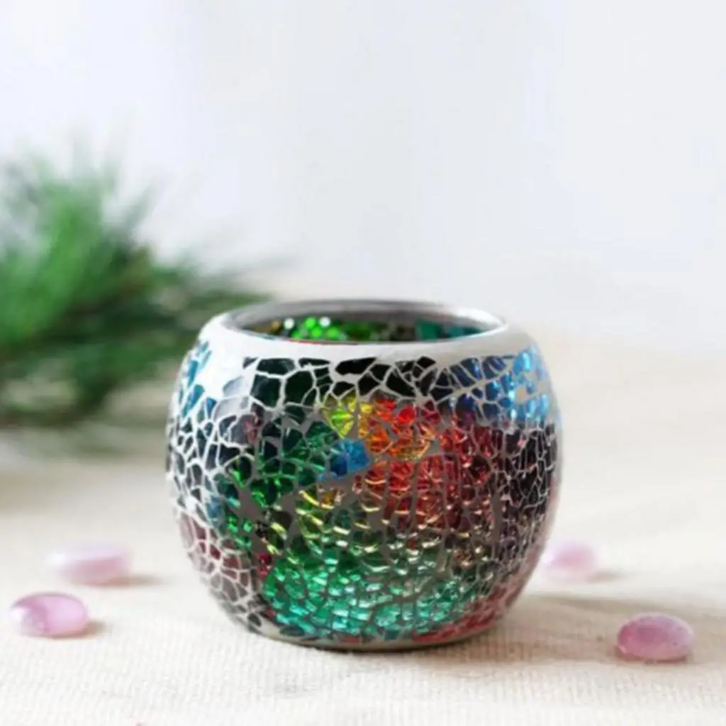 Mosaic Glass Candle Holder Tea Light Handmade Mosaic Candle for Home Decor, Christmas/Wedding/Birthday Party Gifts