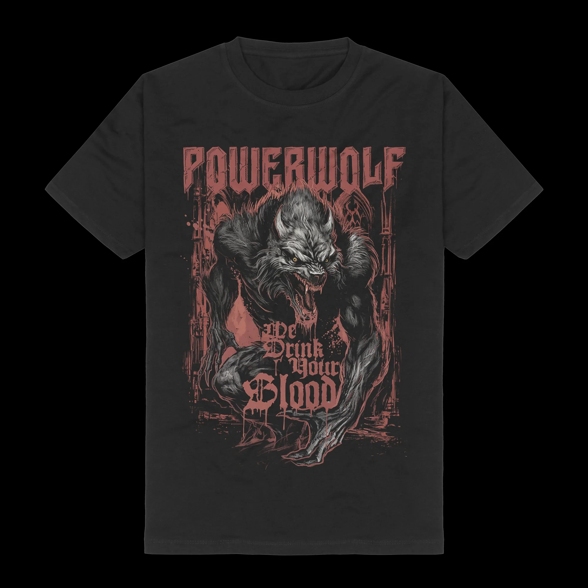 قوة المعادن الفرقة Powerwolf البرية للحياة ألبوم المشارك طباعة تي شيرتات قطن الرجال النساء موضة قصيرة الأكمام فضفاضة المتضخم تيز