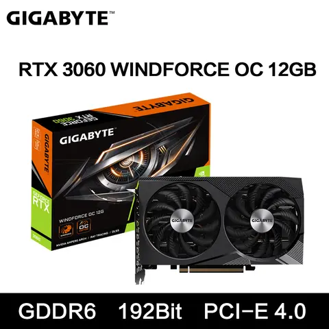 GIGABYTE RTX 3060 WINDFORCE OC 12 GB Oyun Grafik Kartı GDDR6 192Bit 2X Fanlı NVIDIA Ekran Kartı GV-N3060 GAMING OC