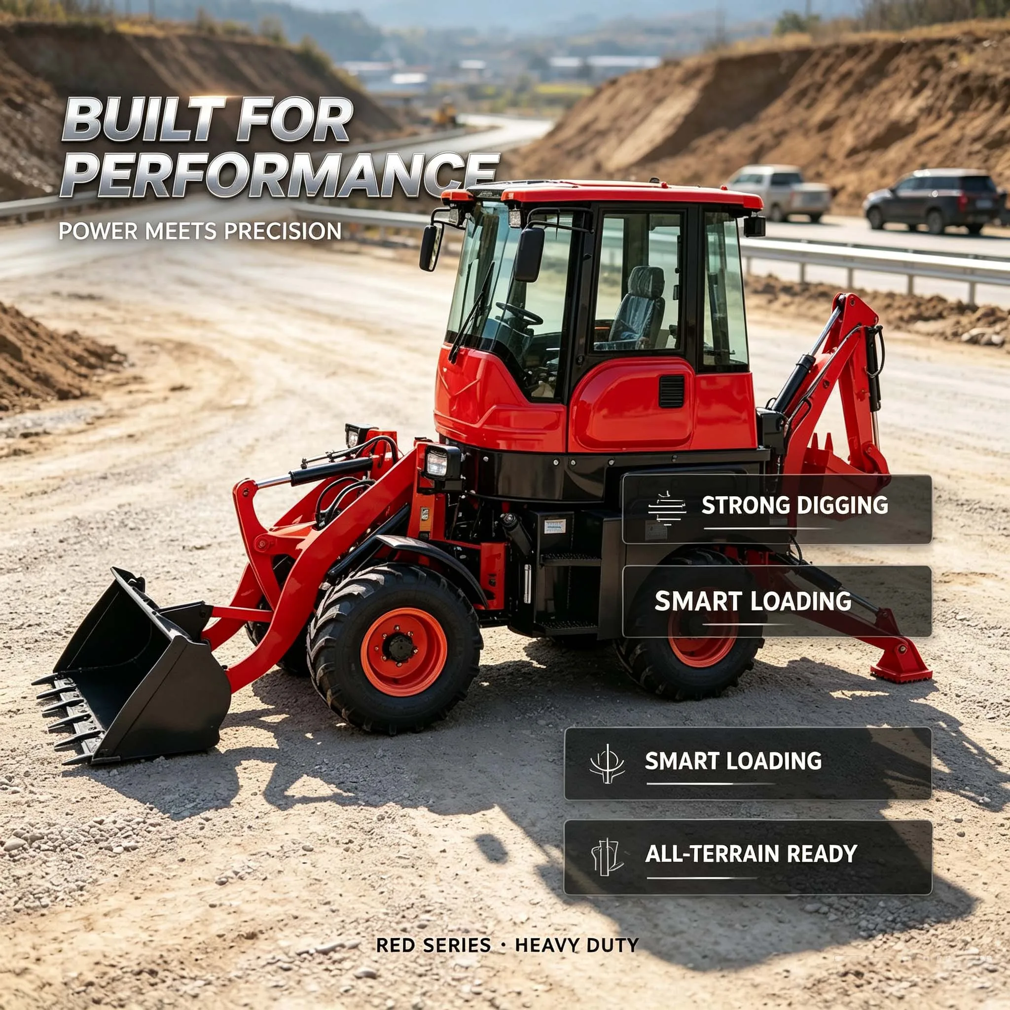 Thickened Digging Bucket High Efficiency Backhoe Loader For Park Green Belt Foundation Excavation Jobs