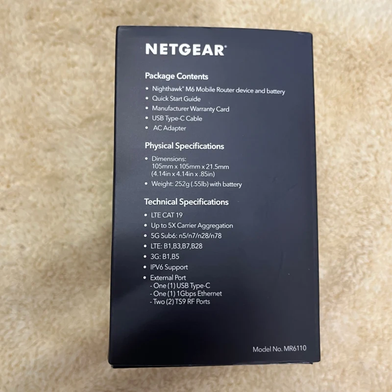 NETGEAR MR6110 5G WiFi 6 Mobile Hotspot Router With 5G Sub-6 bands（99%new with box Australia version）