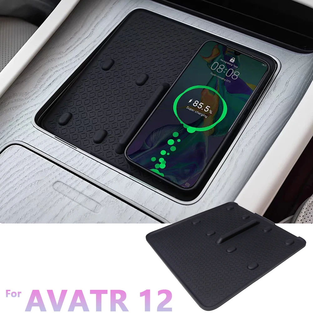 For AVATR 12 2023 2024 Central Console Silicone Padding  Wireless Charge Anti-Slip Protective Pad Phone Holder Mat Accessories