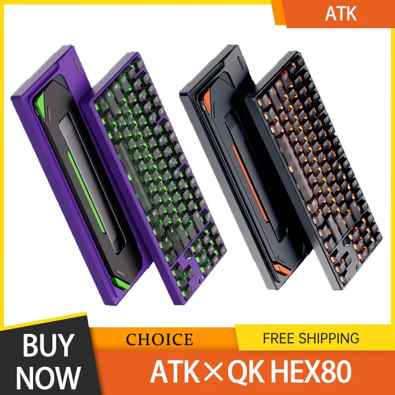 

Atk×Qk Hex80 Совместная клавиатура с магнитной осью Беспроводная RGB Индивидуальная прокладка 8k Клавиатура Корпус с ЧПУ Аксессуары для киберспорта и геймеров