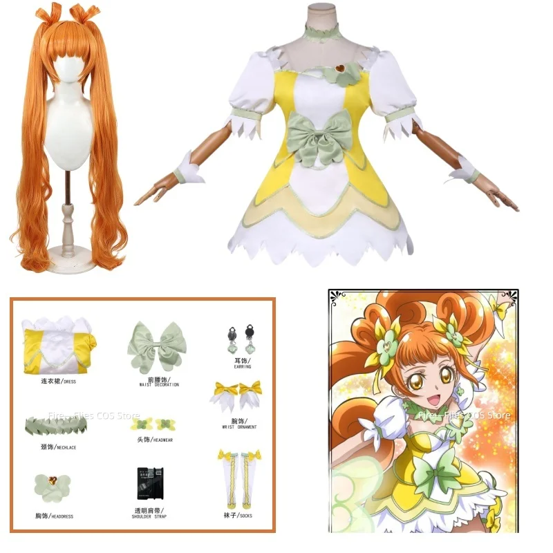 

Yotsuba Arisu Cosplay Costume Wig Anime DokiDoki! Precure Cure Rosetta Christmas Halloween Party Clothing