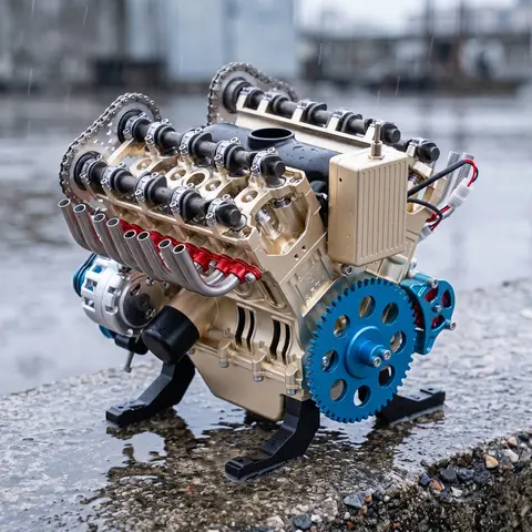 1:3 V8 Engine Model Electric Working Full Metal DIY Assembly Kit Mechanical STEM Toy Home Decoration & Collectible Hobby Display