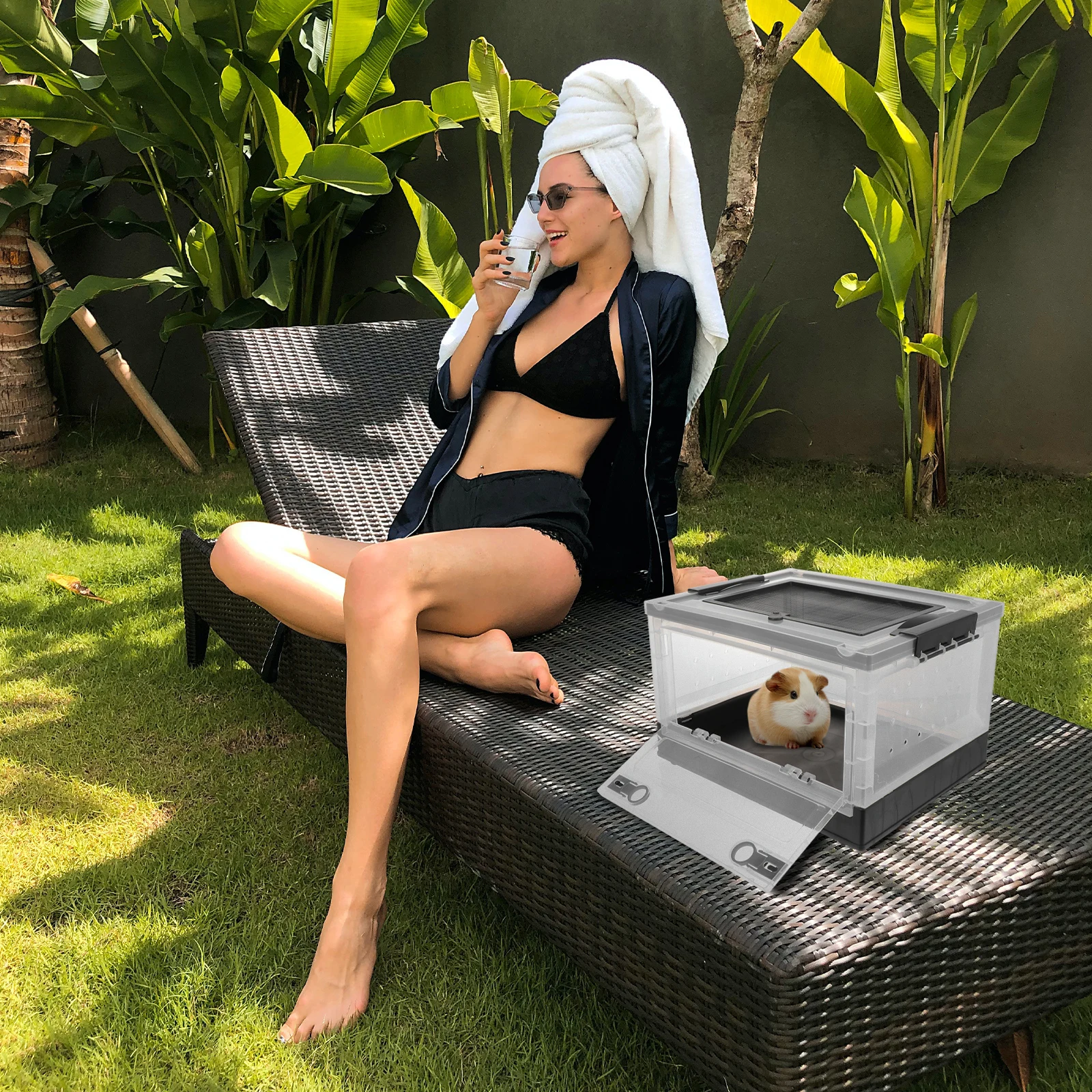 

1 set Plastic Hamster House Animal Pet Terrarium Cage Breathable Lightweight Foldable Breeding Box Air Holes Safe Durable Easy