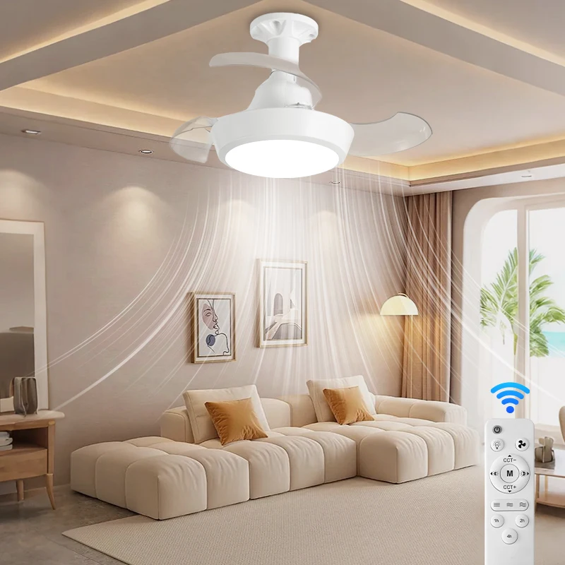 

LED 33W Socket Ceiling Fan with Light, 42CM Screw Ceiling Fans with Lights with Remote, Small Electric Fan Lamp for Small Spaces