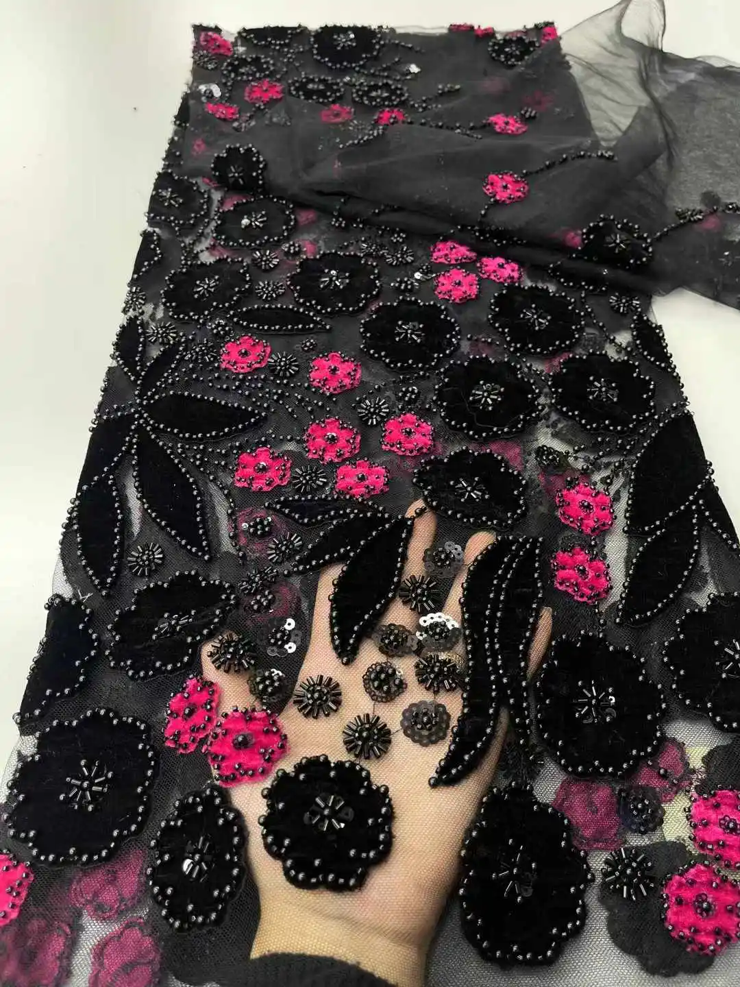 African Embroidered Beads Tulle Lace Fabric Elegant French Mesh Lace Fabric 2025 High Quality  Luxury Dress for Women - XZ
