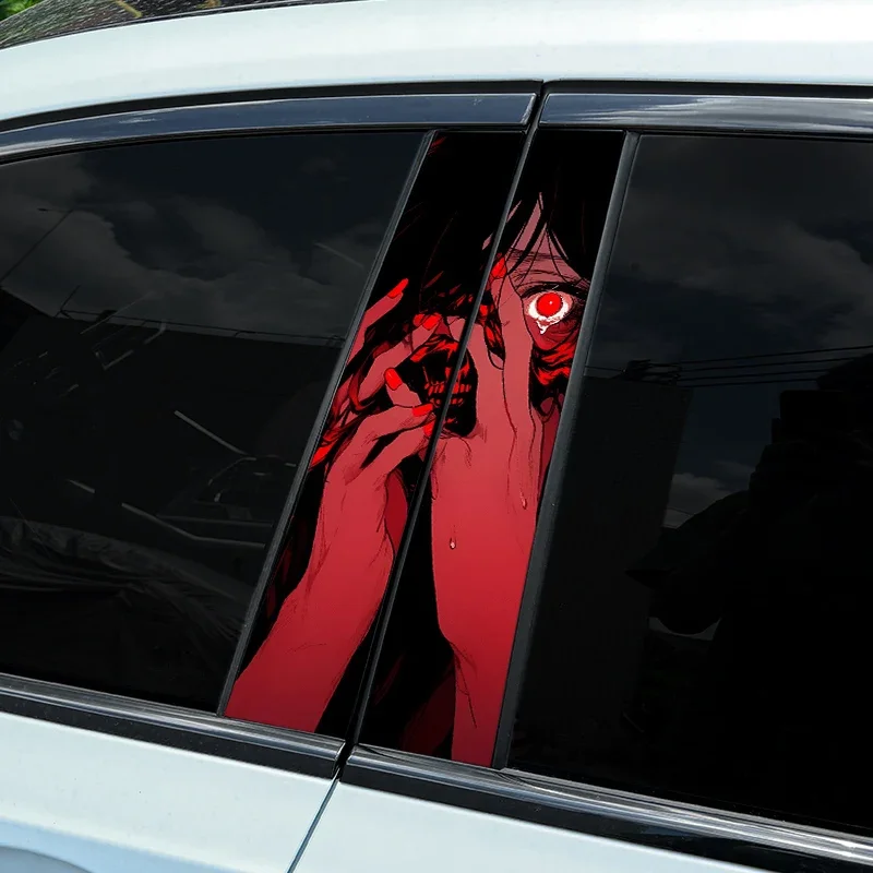 

1pc Horror Girl Halloween Decoration Car Stickers Waterproof Car Doors Pillar DIY Auto B Pillar Car Center Column Vinyl Decals