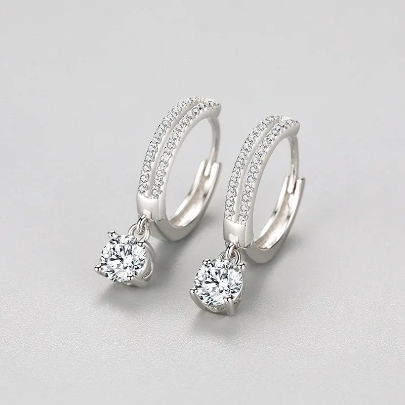 Solid 14K White Gold AU585 Platinum PT950 Temperament earrings female niche show senior real diamond earrings