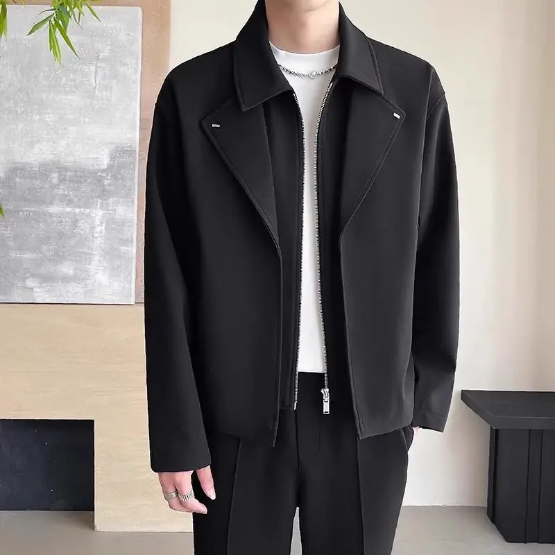 

Fake Two Piece Man Suits and Blazers Fashionable High Quality Korean Style Clothes Black Coats Spring Business Jacket for Men