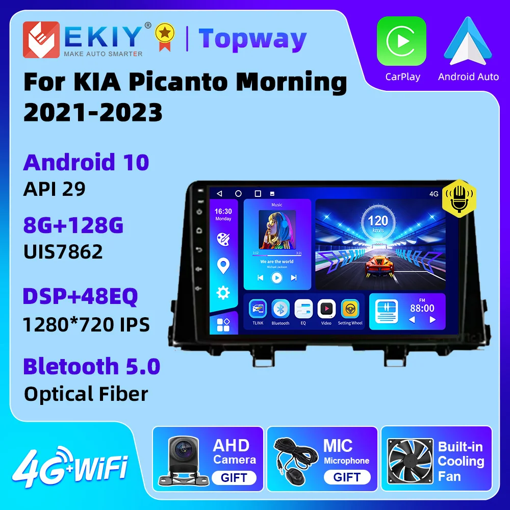 EKIY Android 10 For  KIA Picanto Morning 2021-2023 Car Stereo Radio Audio Multimedia Video Player BT 4G WIFI Carplay Auto GPS