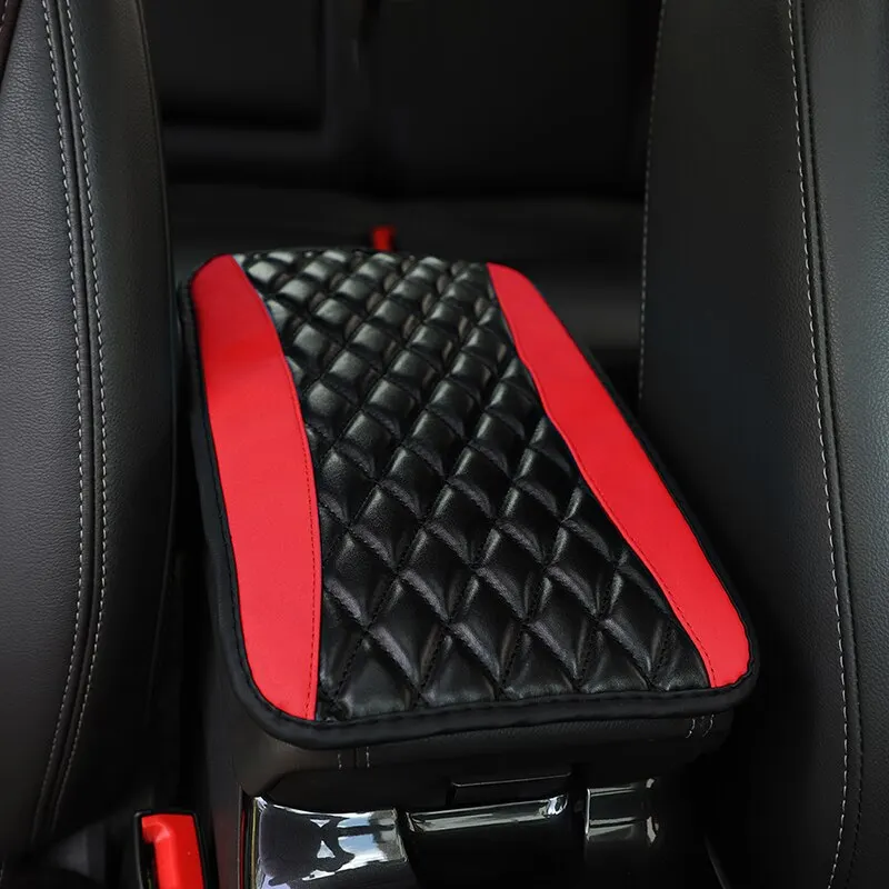 Car Armrest Cover Mat Universal PU Leather Ethnic Style Print Waterproof Non Slip Storage Box Pad Auto Styling Interior Accessor