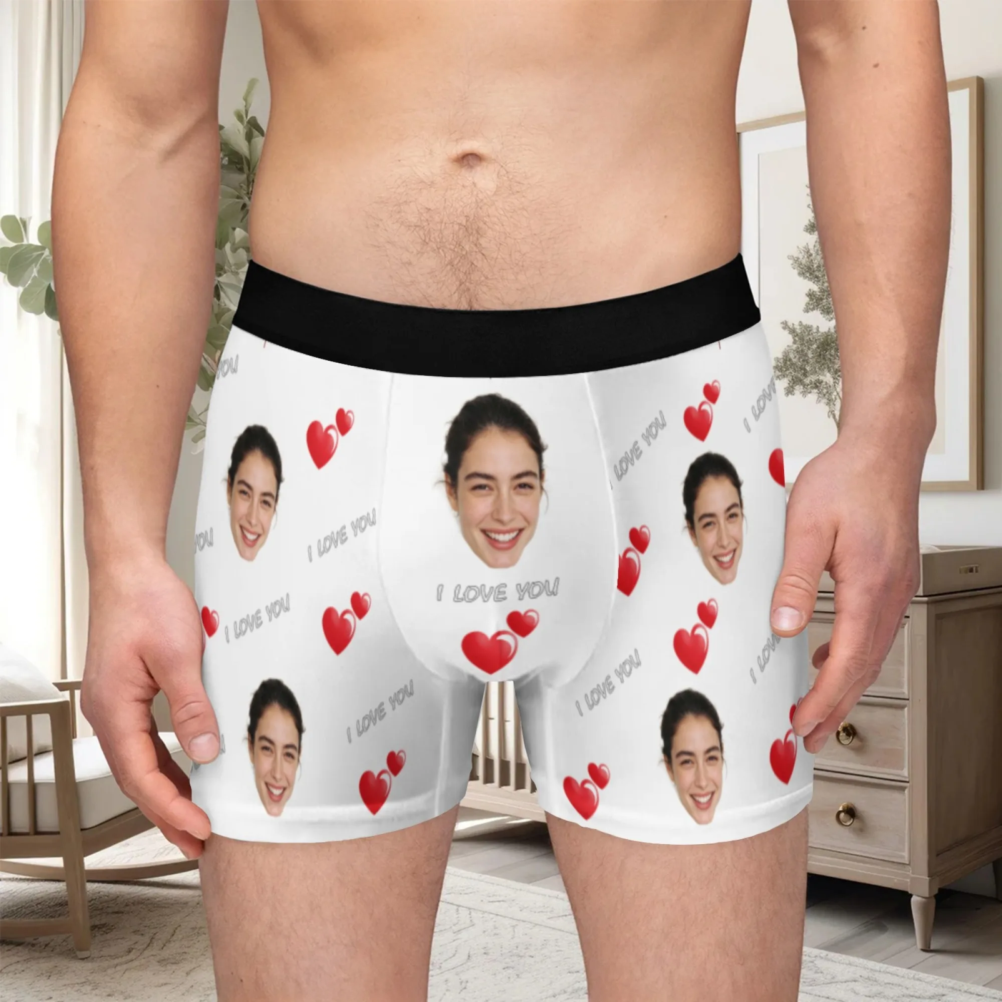 Valentine's Day Customizable Boxer Briefs for Men Personalized Underwear Funny Face Design Ideal Gift for Boyfriend Or Husband