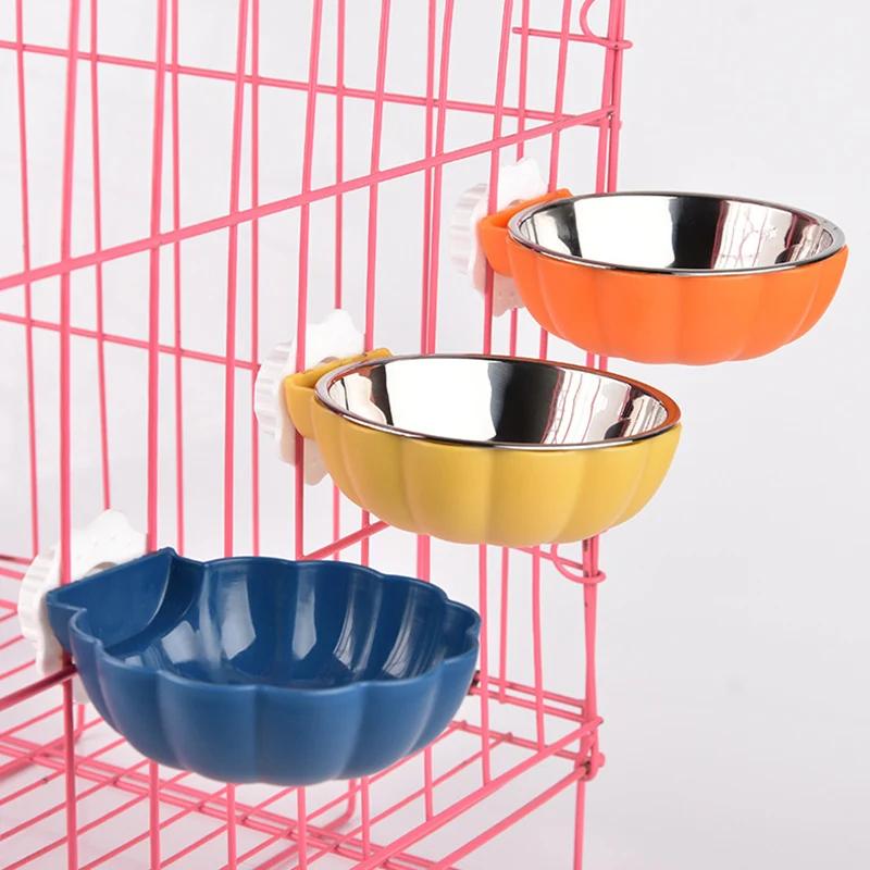 Crate Dog Bowl Removable Stainless Steel Water Food Feeder Bowls Cage Coop Cup For Cat Puppy Bird Pets