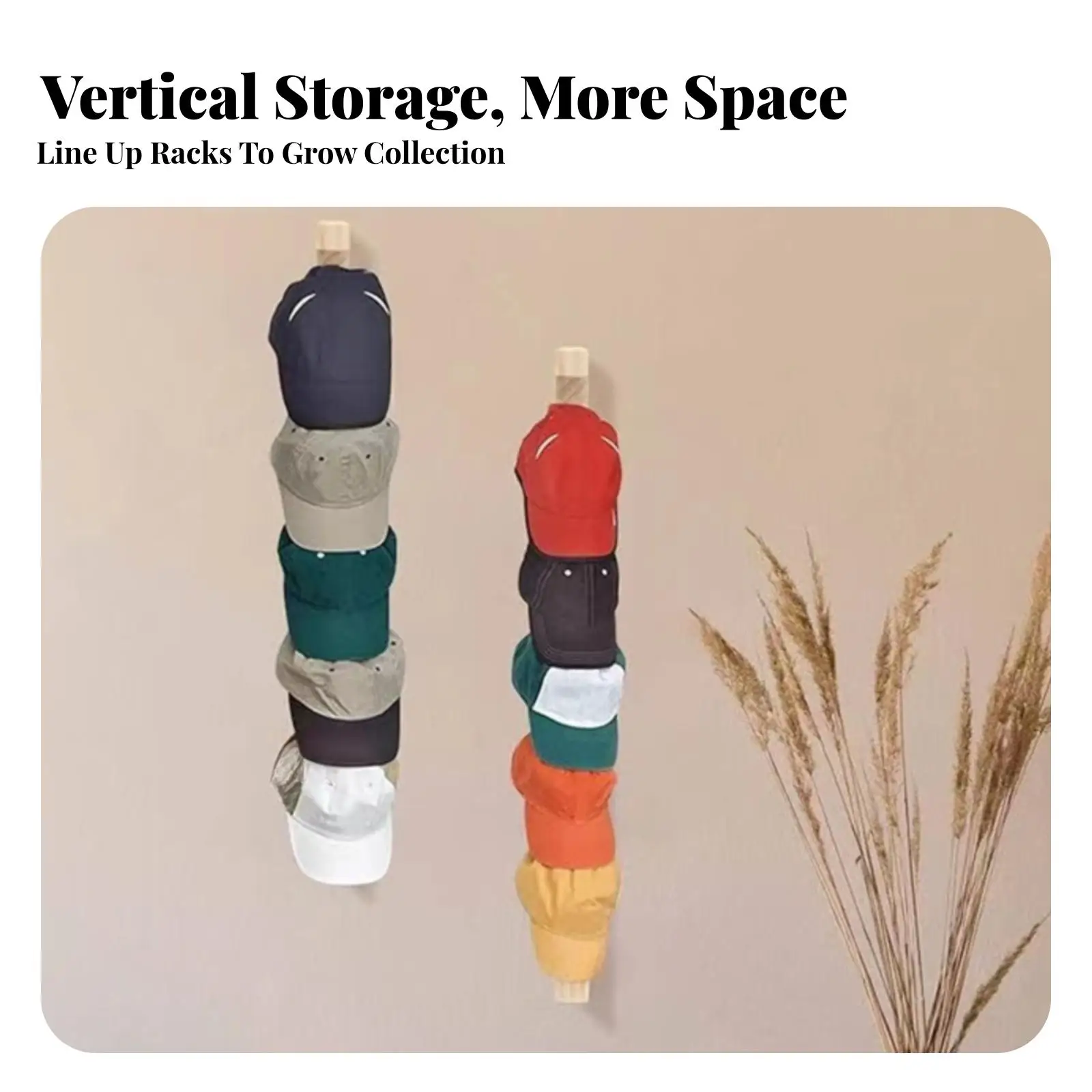 Wall-Mounted Hat Space-Saving-Saving Wall Hat Rack Vertical for Bedroom