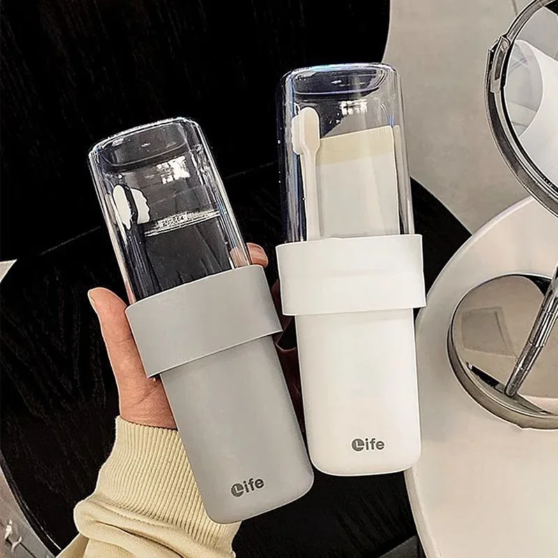 

Portable Toothbrush Cups With Lid Plastic Drinking Brushing Cups Outdoor Travel Anti Drop Toothbrush Holder Mouthwash Cups