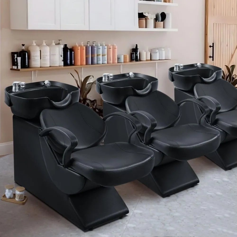 

Shampoo Bowl and Chair Set for Salon,Backwash Barber Chair,ABS Plastic Shampoo Bowl Sink Unit w/Storage Box for Beauty Spa