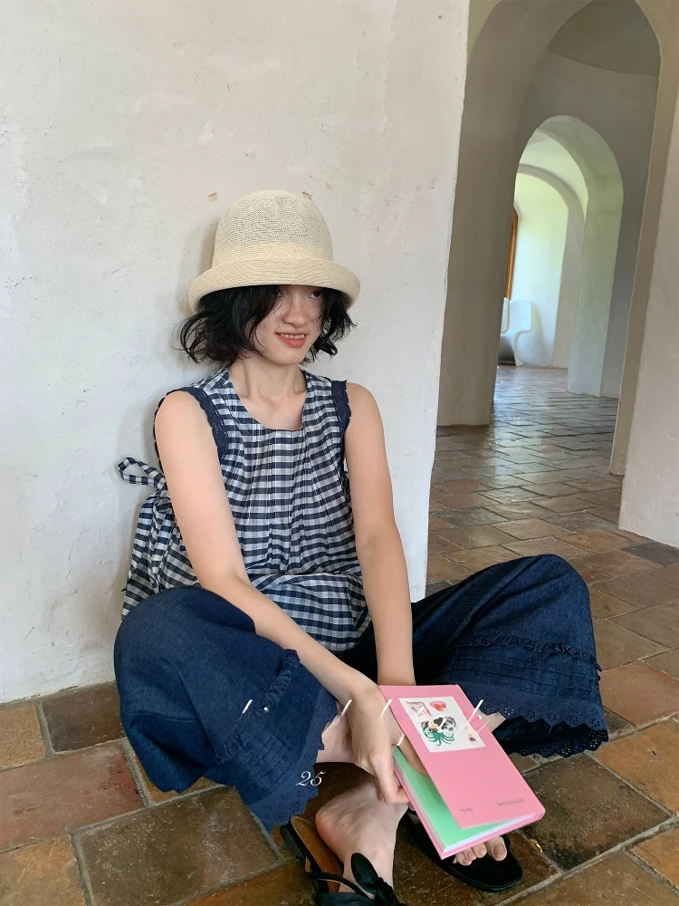 

High Quali Silk Svel Classic Plaid irt Tu Design Belted Unique Sle Commute Faion Loose Fit round Ne