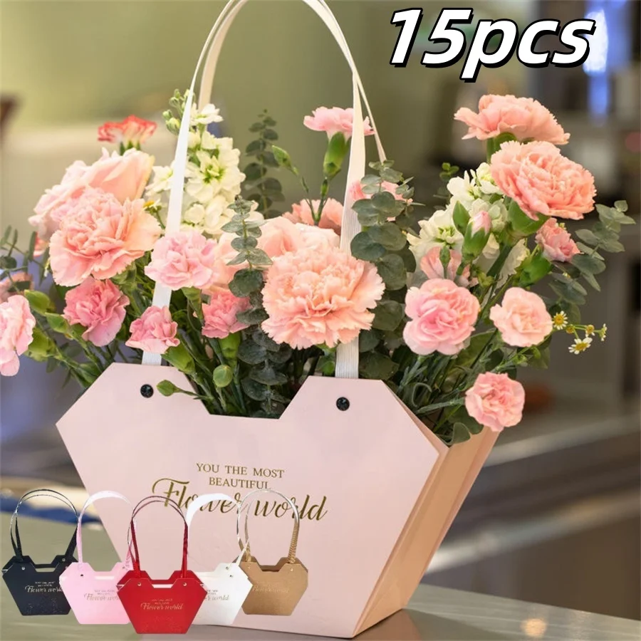 Heart Handbag Handheld Boxes Flower Candy Gift Bouquet Package Packaging Bag Box Diy Floral Material Wedding Party Supplies