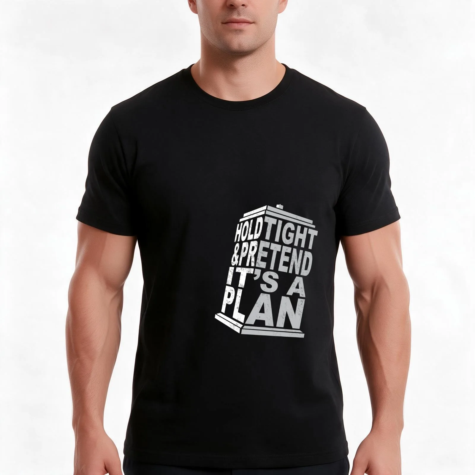 Hold Tight and Pretend it's a Plan T-Shirt, Summer Casual Cotton Tee, Oversized Streetwear Tops, Vintage Graphic Print