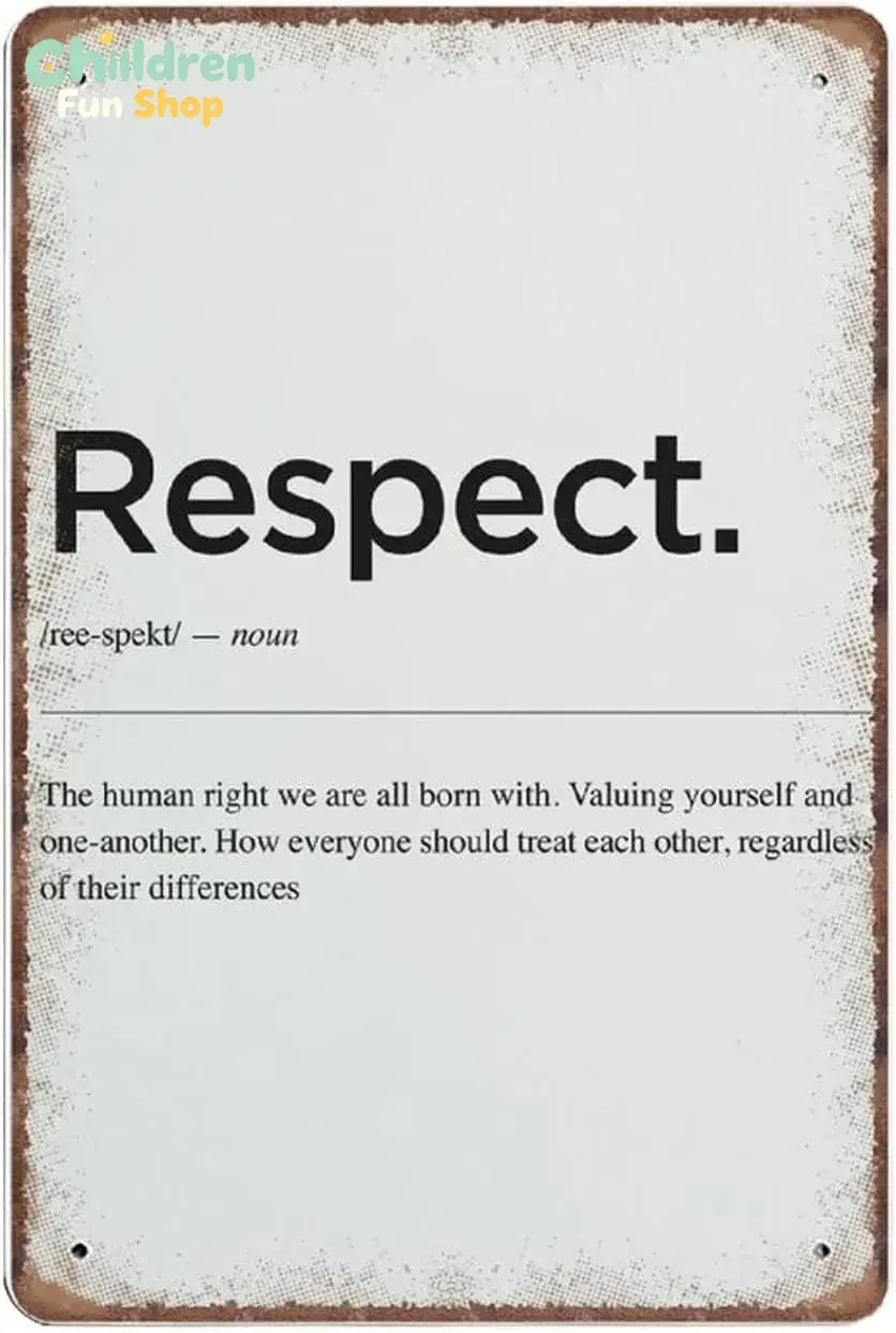Respect Definition Office Wall Art Home Prints Motivational Quotes Decor Inspirational Novelty Retro Metal Tin Sign Poster Pl