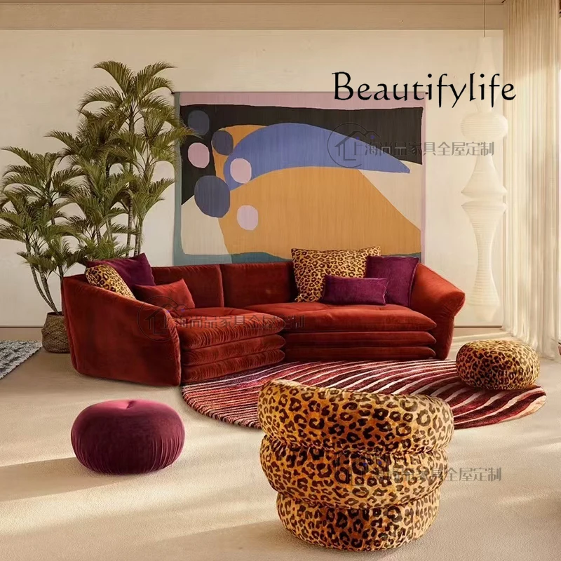 2025 new designer living room club receives high-end light luxury fabric special-shaped sofa