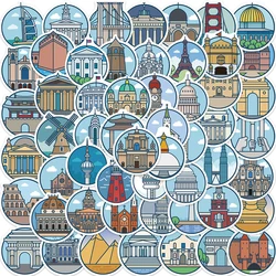 55PCS World Famous Building Stickers Aesthetic Travel Landmark Decal Graffiti DIY Phone Suitcase Luggage Wall Sticker