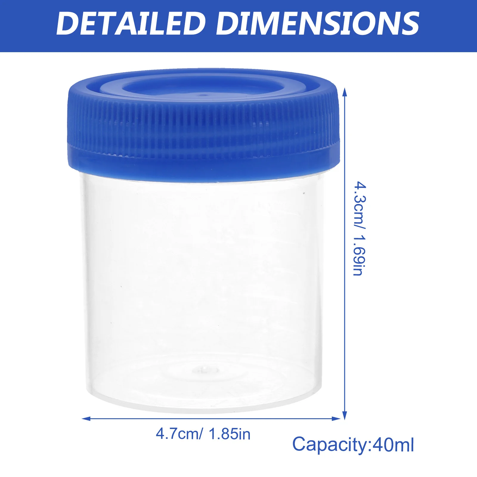 50 Buah Cangkir Koleksi Spesimen Plastik Tutup Anti Bocor Wadah Kotoran Sekali Pakai untuk Pengujian Medis dan Penyimpanan Sampel