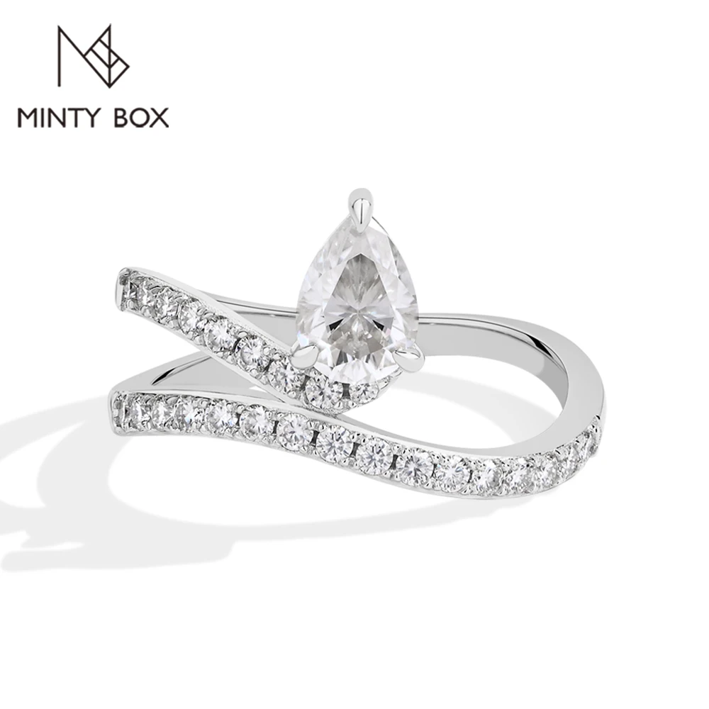 

MINTYBOX S925 Silver Pear 7*5mm Moissanite Engagement Rings for Women Lab Diamond Ring Luxury Wedding Gift Jewelry