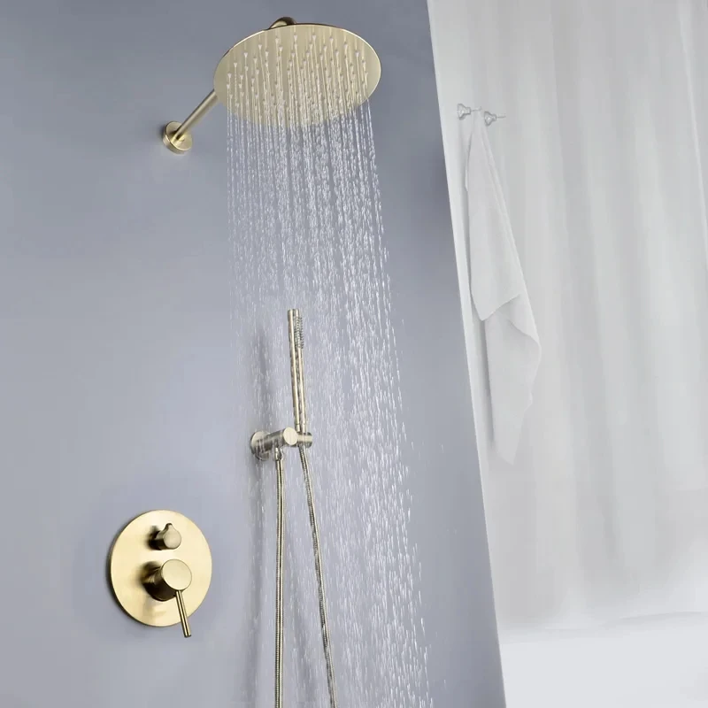 Black Shower Set 10 Inch Rainfall Shower Faucet Wall Mount Bathroom Faucet Concealed Shower System Cold Hot Mixer Bathtub Tap