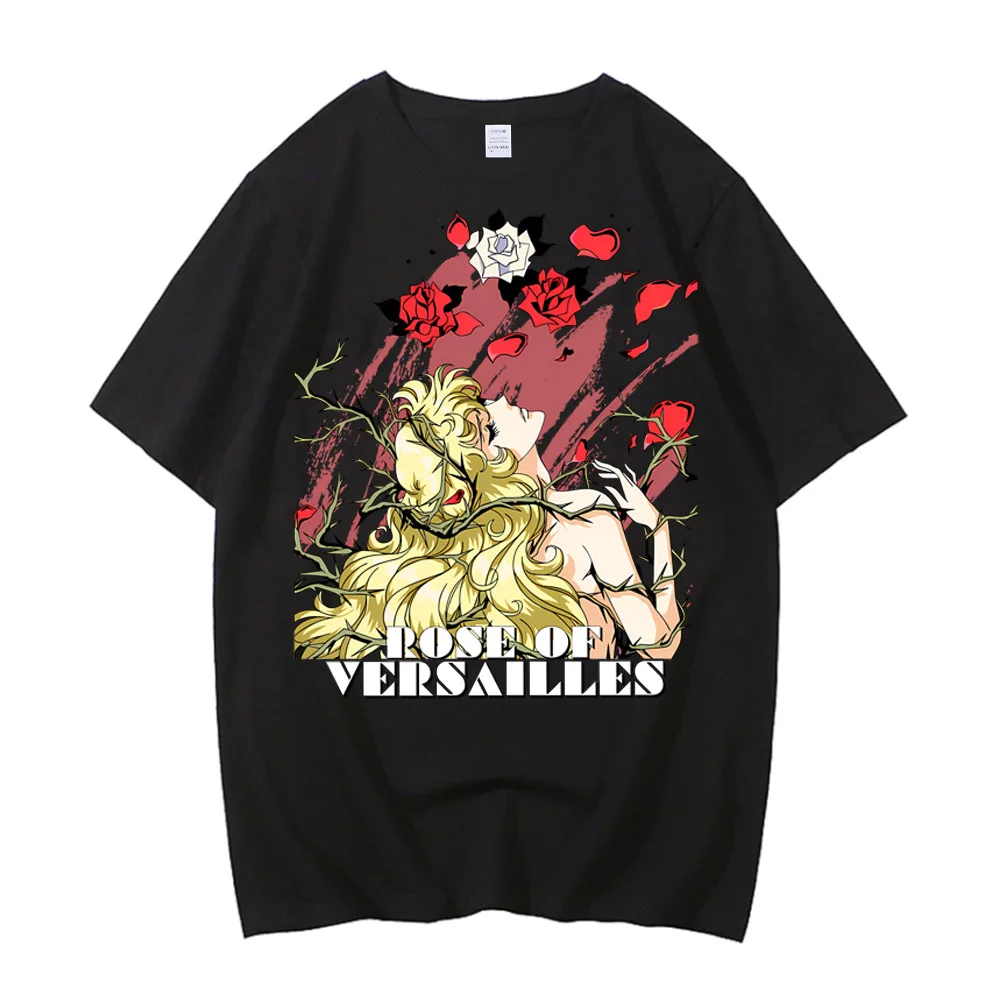 Camiseta Unisex de Anime Retro Rose of Versailles Lady Oscar para hombre y mujer, ropa de calle de algodón de alta calidad Shojo Candy Candy