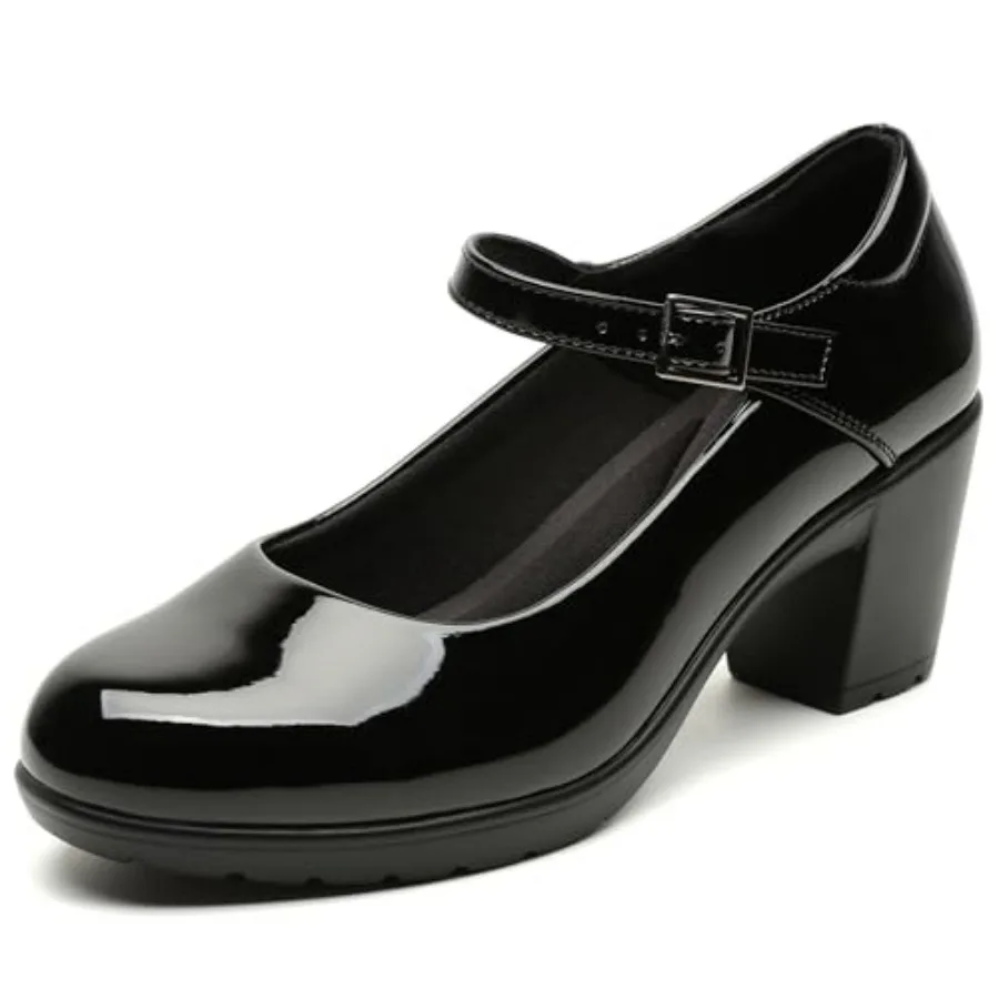 Womens Mary Jane Dress Shoes Chunky Low Block Heels CM Closed Toe Work Platform Pumps Dressy Orthopedic for Business Flight Wed