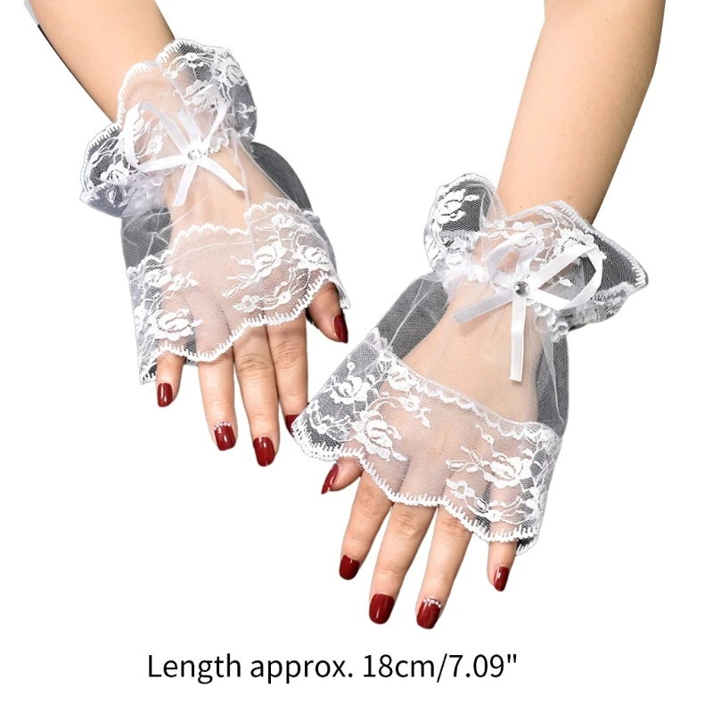 Decorated See-Through Wrist Cuffs Summer See-Through Skirt Removable Sleeves Flounces Wrist Sleeves for Woman Girls Dropship