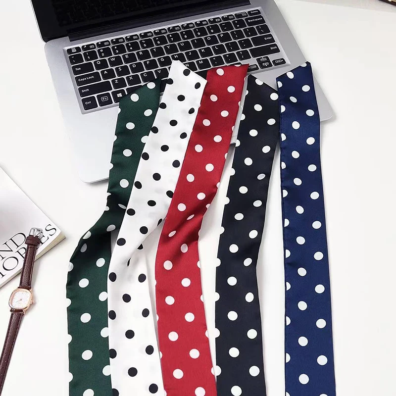 2025 Brand Design Dot Pattern Women Scarf Luxury Silk Scarf Fashion Hair Headband Foulard Skinny Bag Scarves Neckerchief image 2