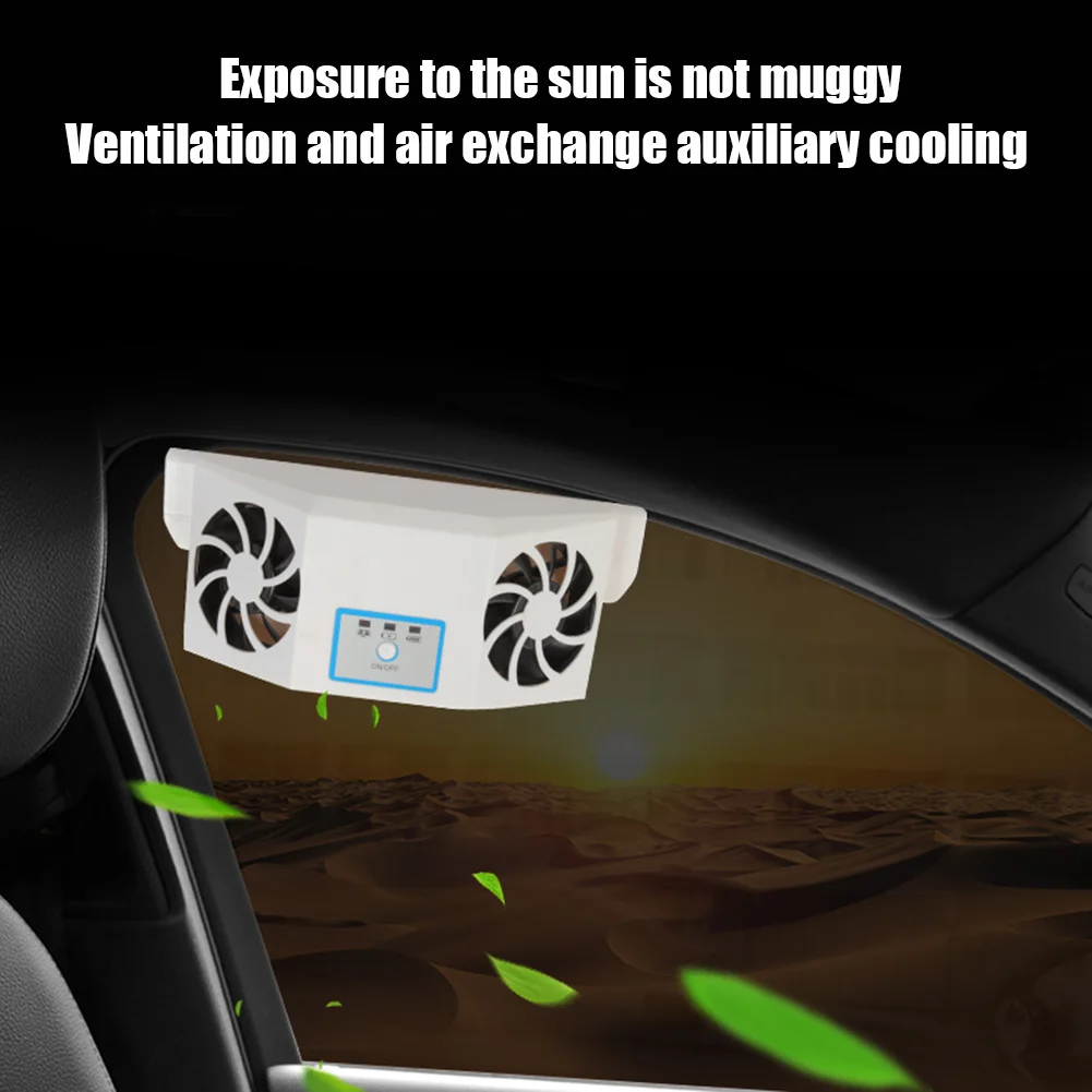 Auto Ventilation Fan Solar Charging Auto Cooling Fan 2 Heads Radiator Ventilation System 4500RPM Air Exhaust Radiator Auto Parts
