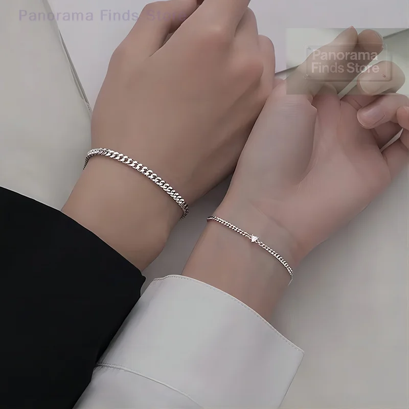2Pcs Simple Fashion Delicate Bracelet For Couple Unisex Advanced Sense Heart Bracelets Jewelry Accessories Valentines Gifts