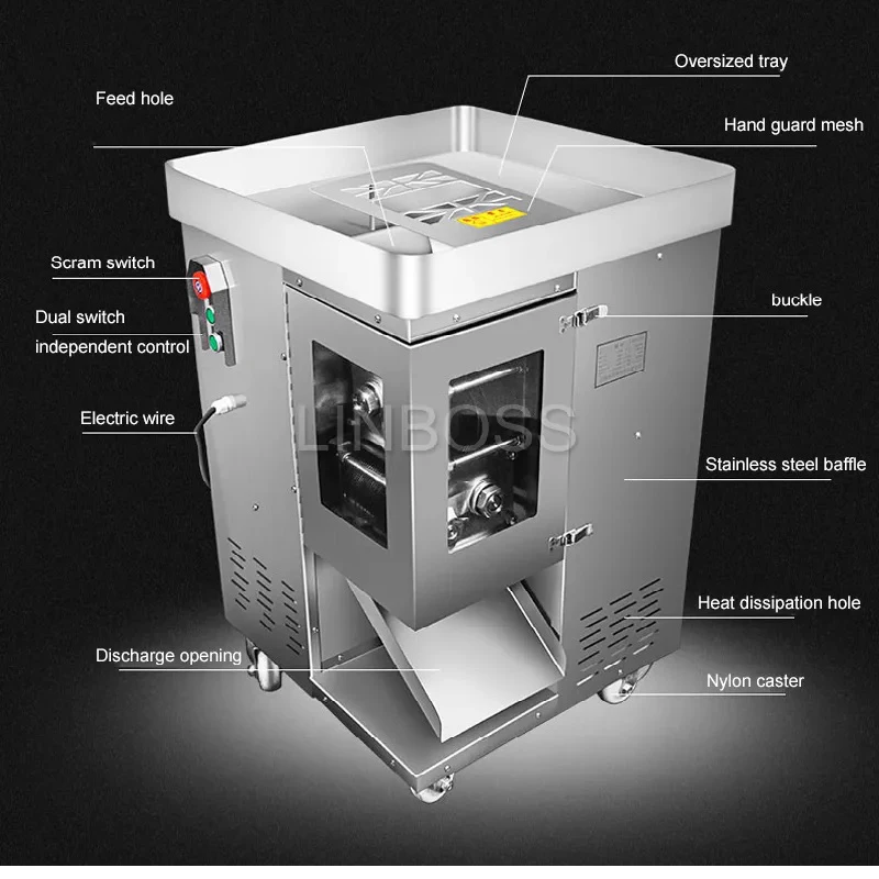 Stainless Steel Meat Cutter Fully Automatic Electric Dicing Machine Minced Meat Shredded Sliced Diced Cutting Tools