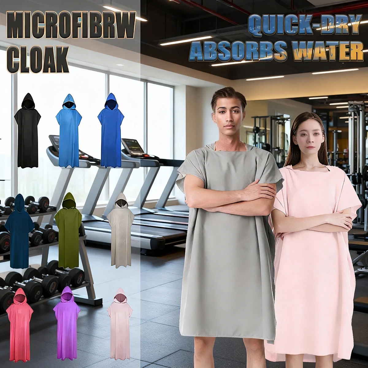 

Полотенце с капюшоном из микрофибры, халат-пончо, быстросохнущее, с высокой впитывающей способностью, для серфинга, дайвинга, пляжа, гидрокостюм для плавания, впитывающий пот