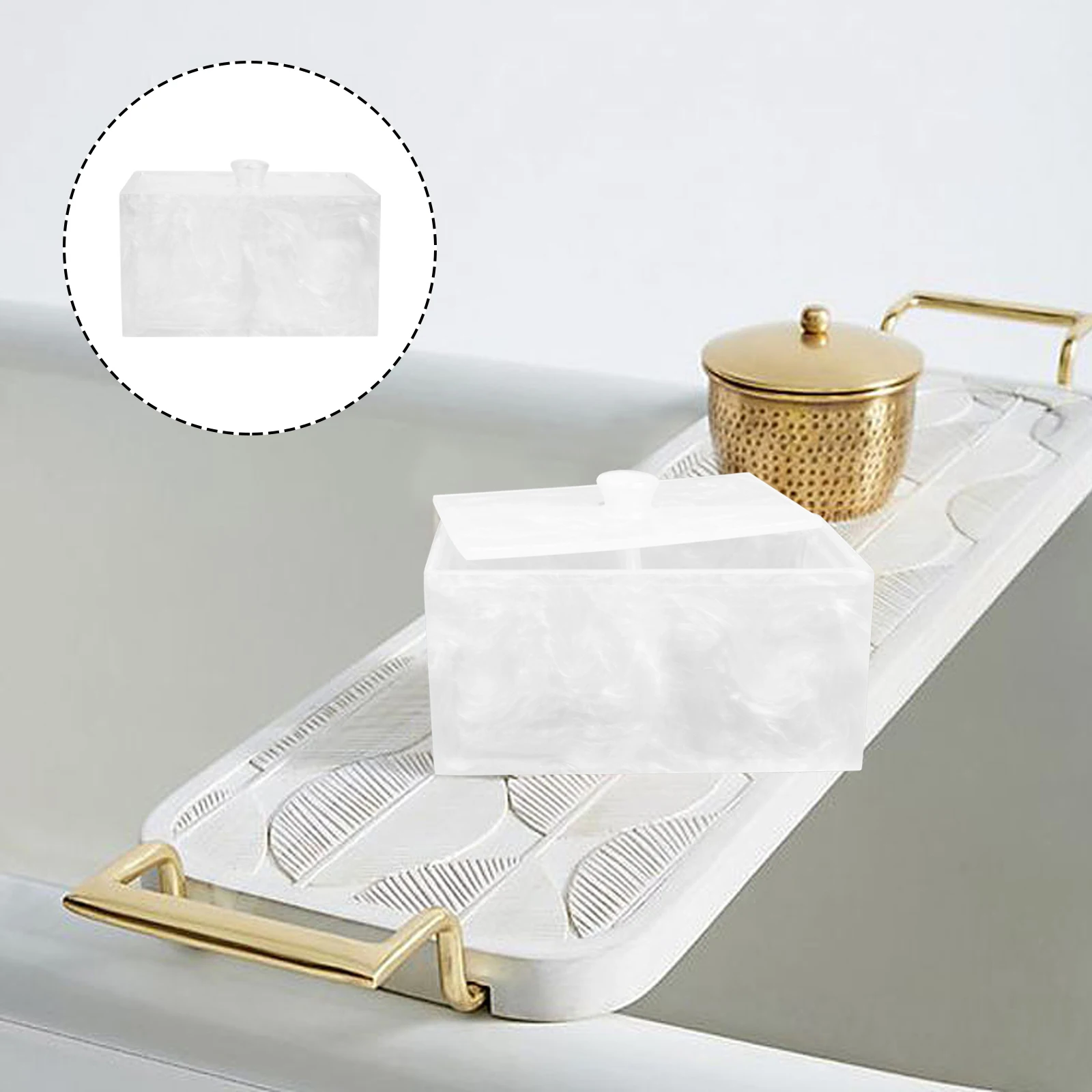 

Household Cotton Pad Container with Protective Lid 2-Compartments Organizer for Cotton Swabs Makeup Applicators Cosmetics